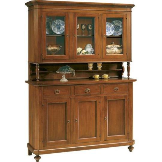 fam 2174 3p vitrinova police jedalen kuchyna stolovy skrin orech hnedy klasicky toskan country rustikalny mediteransky elegantny obciansky vila kastiel stolarsky vyroba nabytok masiv drevo.jpg